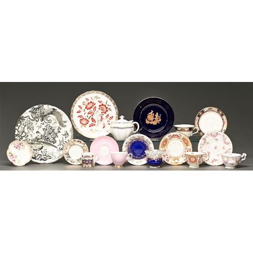 351 - Miscellaneous Royal Crown Derby teaware, late 20th c, the patterns to include Black Aves, Rutland an... 
