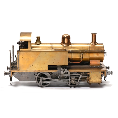 420 - A 3&frac12; inch gauge 0-4-0 live steam model tank locomotive, of brass and ferrous metal, with copp... 