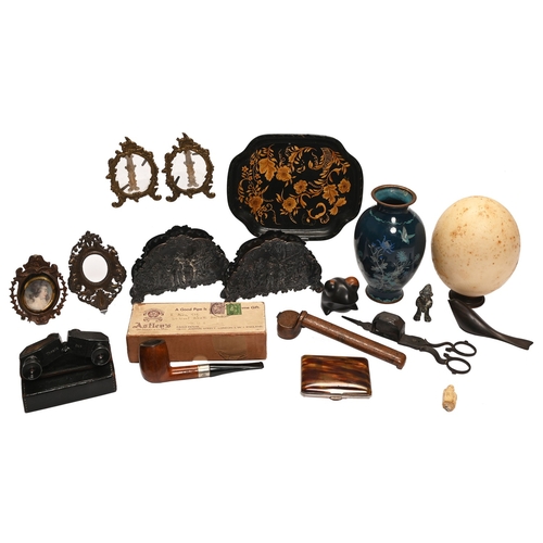 429 - Miscellaneous bygones, Victorian and later, to include Japanese cloisonne enamel oviform vase, 16cm ... 