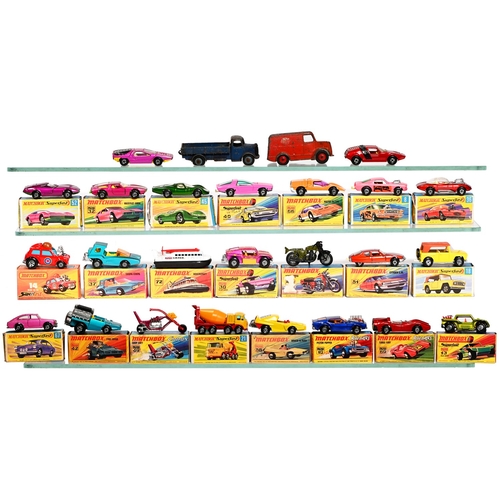 444 - Vintage toys. Twenty-four Matchbox diecast vehicles, c1970s, mostly boxed and two Dinky Toys (26)... 
