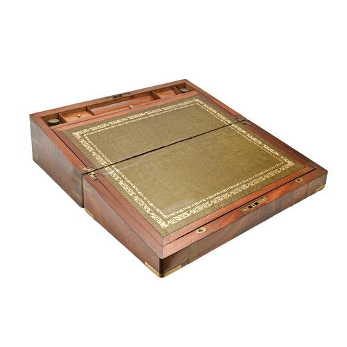 471 - A Victorian brass bound mahogany writing box, 50cm w