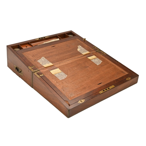 472 - A Victorian brass mounted mahogany writing box, 45cm w
