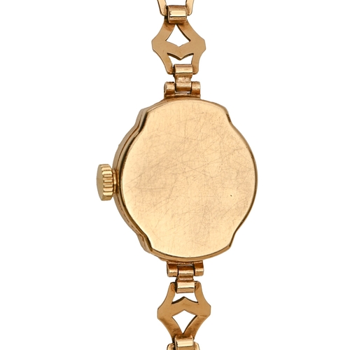 49 - A 9ct gold lady's wristwatch, 18 x 20mm, Birmingham 1965, on 9ct gold bracelet, 11.5g... 