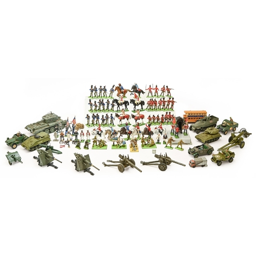 514 - Vintage toys. Miscellaneous Dinky and Britains' diecast and other military vehicles, mid 20th c and ... 