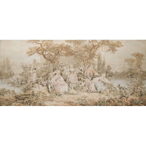 537 - An antique style wall hanging, of a dog hunting a pheasant in a garden landscape, 155 x 175cm and an... 