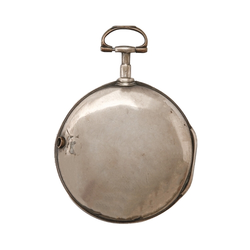 57 - A George III silver pair-cased verge watch, William Cherry, Richmond, No 11413, with enamel dial and... 