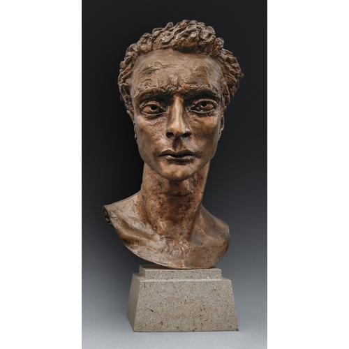 617 - Sir Jacob Epstein KBE (1880-1959) - The Honourable Wynne Godley, bronze, on Hopton Wood stone plinth... 