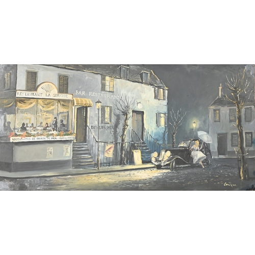 618 - 20th century School – The Folies Bergère, signed, oil on hardboard, 103 x 76cm and three other works... 