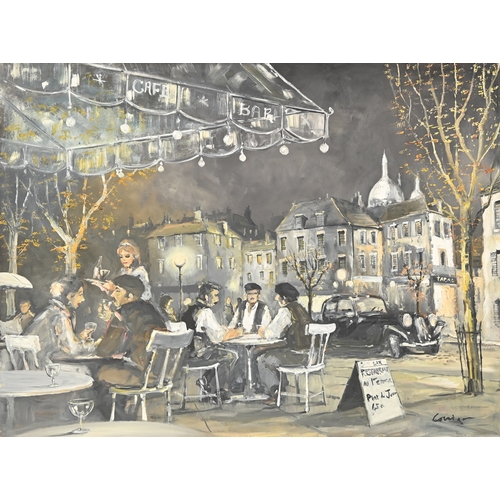 618 - 20th century School – The Folies Bergère, signed, oil on hardboard, 103 x 76cm and three other works... 