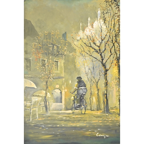 618 - 20th century School – The Folies Bergère, signed, oil on hardboard, 103 x 76cm and three other works... 