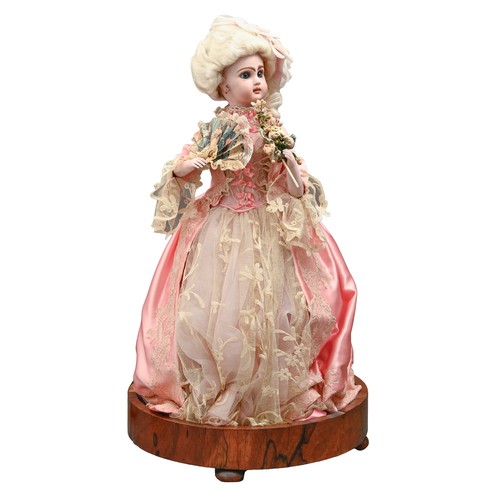 448 - A Jumeau bisque headed musical automaton, probably Roullet & Decamps, c1880, the head with close... 