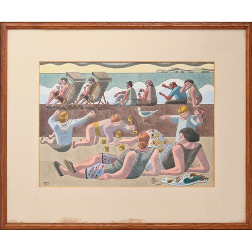 630 - William Roberts RA (1895-1980) - The Beach, signed, titled label verso, watercolour and pencil, 34.5... 