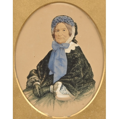 111 - English School, mid 19th century- Portrait Miniature of Harriet Taylor, nee Carew (1792-1872), water... 