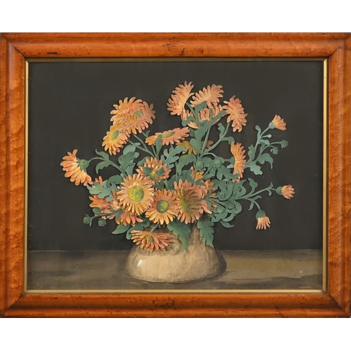 112 - Claude Garnett (1864-1950) - Calendulas and other subjects, five, watercolour, gouache and cut paper... 