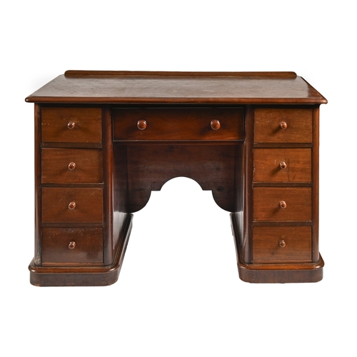 210 - A Victorian mahogany desk,  fitted nine drawers, 78cm h; 61 x 121cm