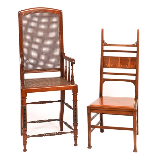 243 - An Edwardian mahogany and caned child's high chair, Leveson & Sons, 90 & 92 Oxford St and 21... 