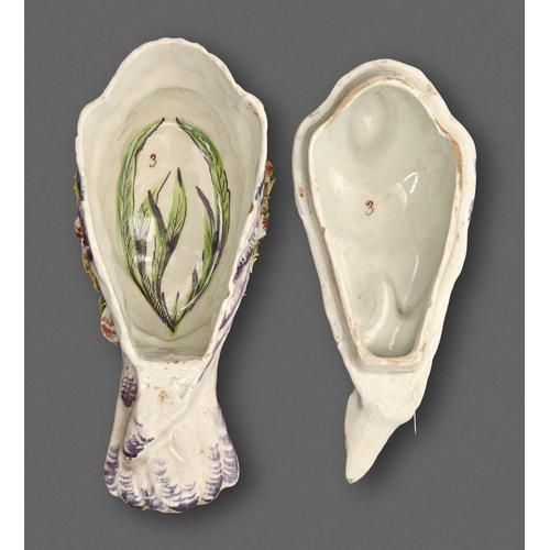 47 - A Derby dove tureen and nest, c1765, the bird with purple violet and blue foliage, the interior with... 