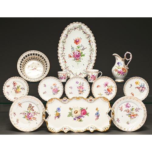 79 - Miscellaneous German ornamental porcelain and teaware, early 20th c and later, painted with flowers,... 