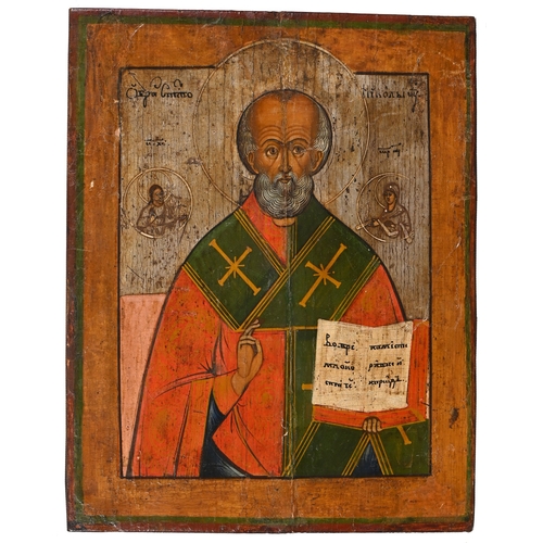 267 - Russian icon. St Nicholas, Moscow, c1750, 22 x 17cm, dealer's labelProvenance: Maria Andipa's Icon G... 