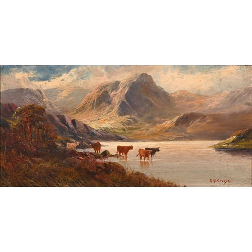 282 - G. McGregor, late 19th/early 20th century - Cattle Watering by Daylight; Cattle Watering by Sunset, ... 