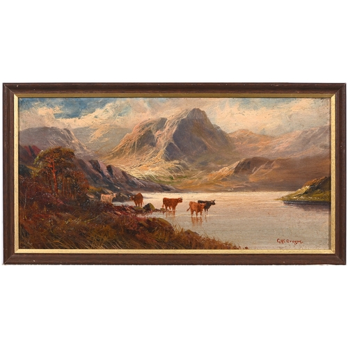 282 - G. McGregor, late 19th/early 20th century - Cattle Watering by Daylight; Cattle Watering by Sunset, ... 