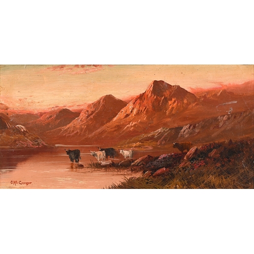 282 - G. McGregor, late 19th/early 20th century - Cattle Watering by Daylight; Cattle Watering by Sunset, ... 