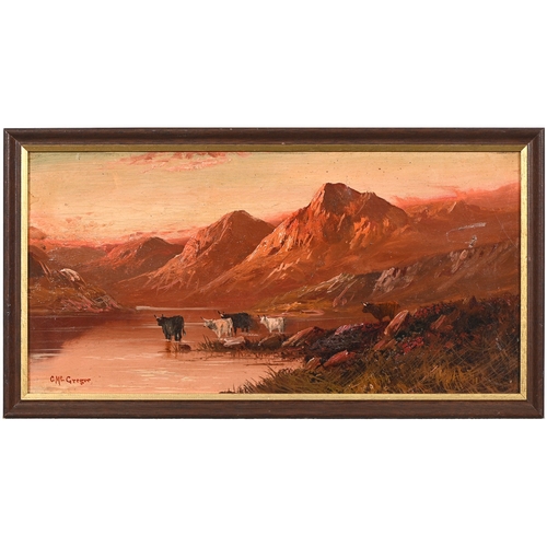 282 - G. McGregor, late 19th/early 20th century - Cattle Watering by Daylight; Cattle Watering by Sunset, ... 