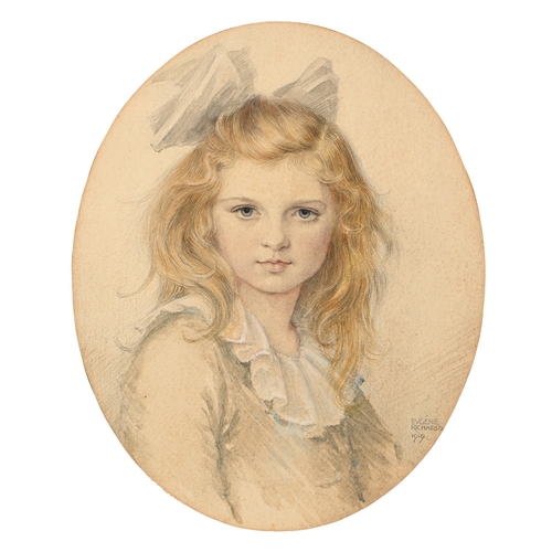 284 - *. Howard, late 19th/early 20th century - Portrait of a Young Lady, full-length, seated on a sofa, a... 