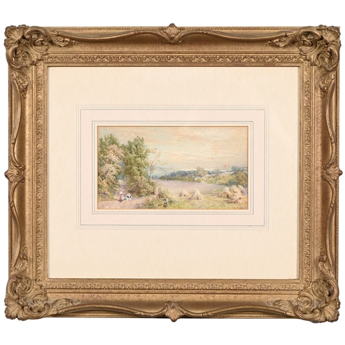 292 - Victorian School - Figures and Haystacks by the Coast, monogrammed J.T.H.,&nbsp;dated March 1884 ver... 