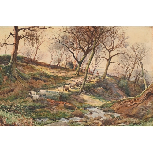 292 - Victorian School - Figures and Haystacks by the Coast, monogrammed J.T.H.,&nbsp;dated March 1884 ver... 