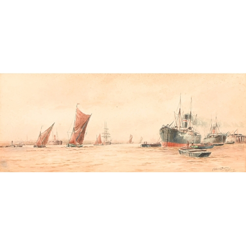 294 - William Henry Pearson (1849-1923) &ndash; Colliers at Beckton, signed and inscribed, watercolour, 25... 