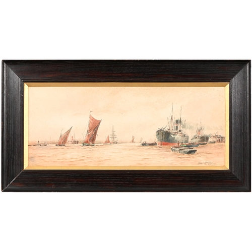 294 - William Henry Pearson (1849-1923) &ndash; Colliers at Beckton, signed and inscribed, watercolour, 25... 