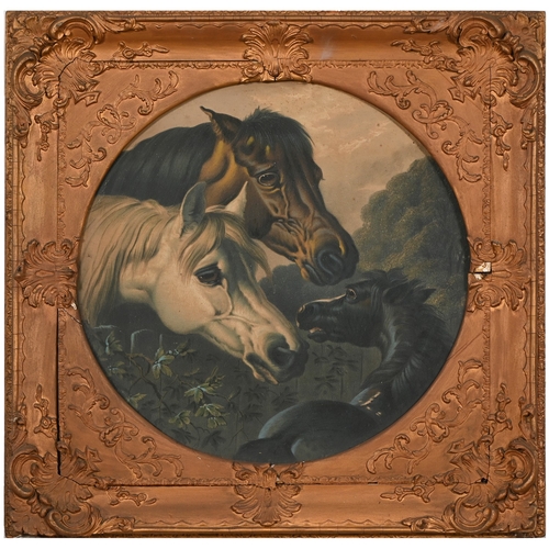 295 - A set of nine gilt and composition shaped square frames, c1870, enclosing Victorian chromolithograph... 