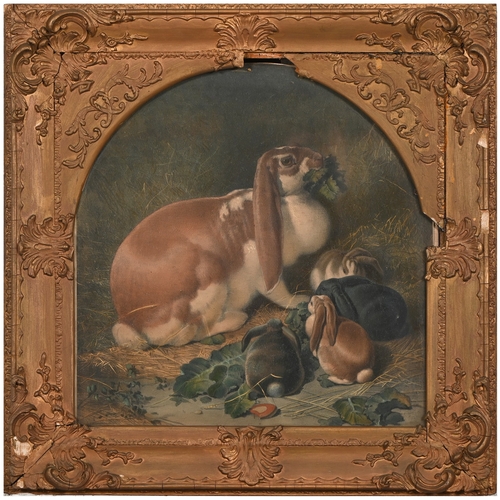 295 - A set of nine gilt and composition shaped square frames, c1870, enclosing Victorian chromolithograph... 