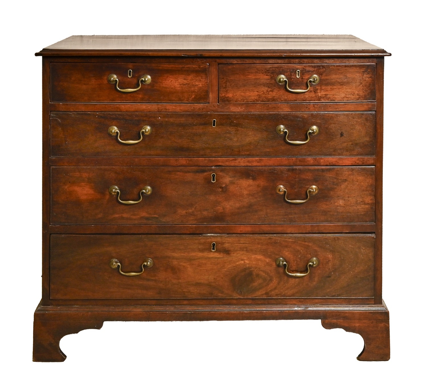 A George III mahogany chest of drawers, with deal lined drawers, 89cm h ...