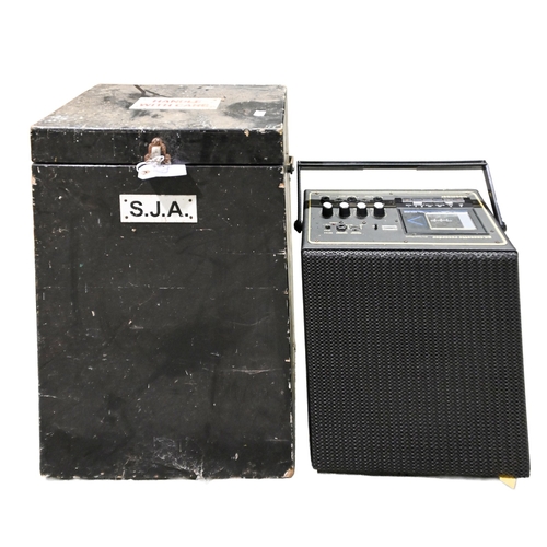 420A - Vintage stereo equipment. A Coomber PA cassette recorder, in timber carry case, 52cm h; 39 x 26cm... 
