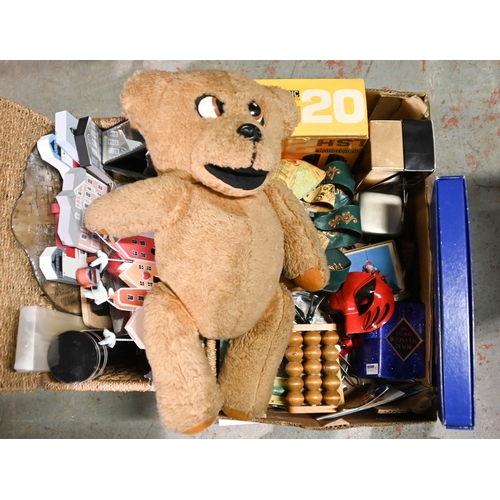 446 - Miscellaneous items, including Venetian masks, soft toys, headphones, Canon camera, a Kodak CAROUSEL... 