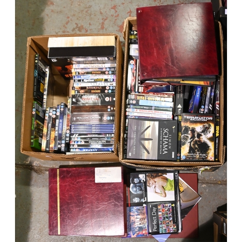 447 - Miscellaneous DVDs and CDs, to include classical rock, pop and other music, action movies, some in b... 
