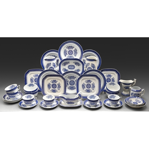 47 - A Spode Fitzhugh stone china dinner service, 19th c and later, meat dish 36cm w, various printed mar... 