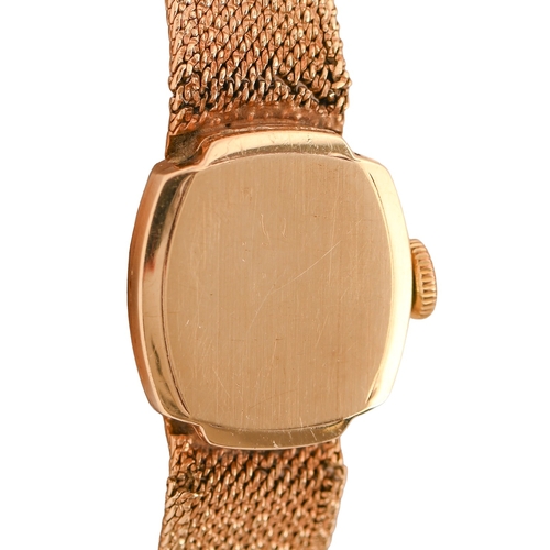 106 - A Tissot 9ct gold lady's wristwatch, 1.4 x 1.5cm, import marked London 1968, on maker's textured 9ct... 