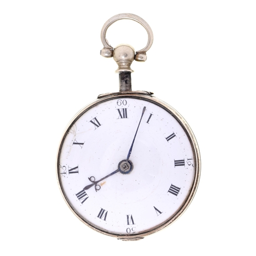 111 - A George III silver verge watch, J Gregory London No 3274, 4.5cm diam, marks rubbed