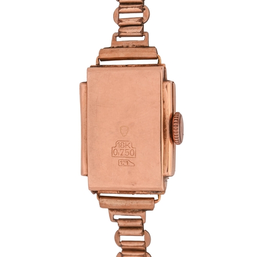 53 - An Ancre 18ct gold lady's wristwatch, 1.6 x 2.1cm, on plated bracelet