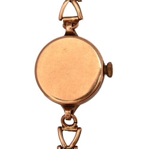 54 - An Accurist 9ct gold lady's wristwatch, 2.1cm diam, import marked, Edinburgh 1961, on 9ct gold brace... 