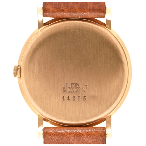 61 - An Olma 18ct gold gentleman's wristwatch, 3.4cm diam, maker's box