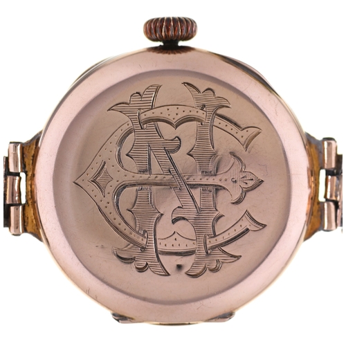 76 - A 9ct gold lady's wristwatch, with enamel dial and Buren movement, 2.8cm diam, import marked, London... 