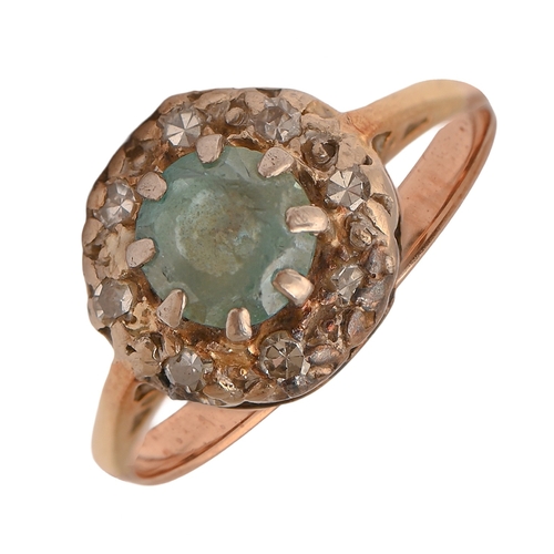 88 - An aquamarine and diamond ring, in gold, 2.9g, size L