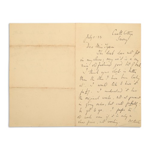 176 - POTTER, Helen Beatrix. Autograph letter, signed (H. B. Heelis) to Elizabeth Tyson. Castle Cottage, S... 