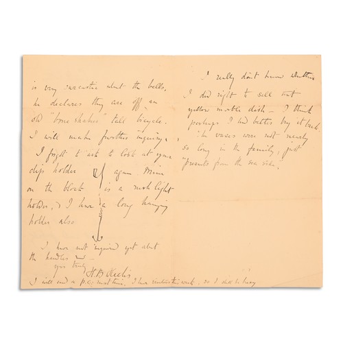 176 - POTTER, Helen Beatrix. Autograph letter, signed (H. B. Heelis) to Elizabeth Tyson. Castle Cottage, S... 