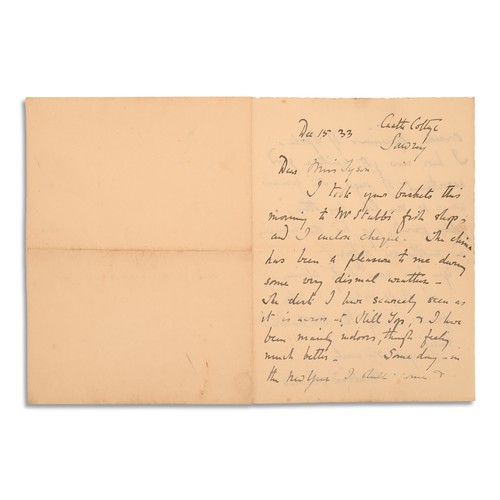 173 - POTTER, Helen Beatrix. Autograph letter, signed (Beatrix Heelis) to Elizabeth Tyson. Castle Cottage,... 