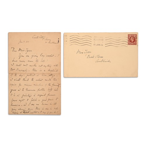 172 - POTTER, Helen Beatrix. Autograph letter, signed (H. B. Heelis) to Elizabeth Tyson. Castle Cottage, S... 